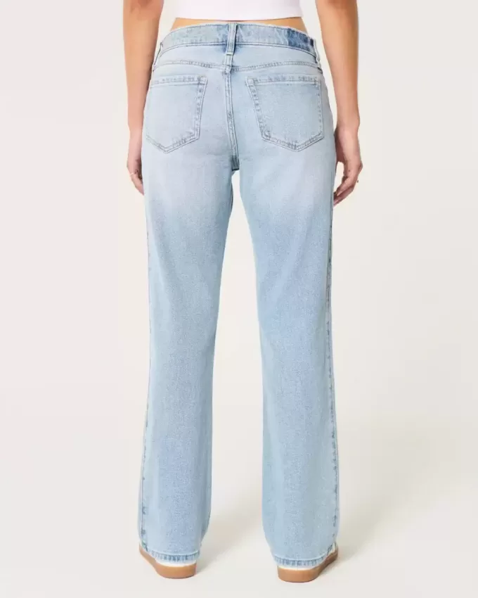 Low-Rise-Jeans in heller Waschung mit entspannter Straight-Leg-Passform