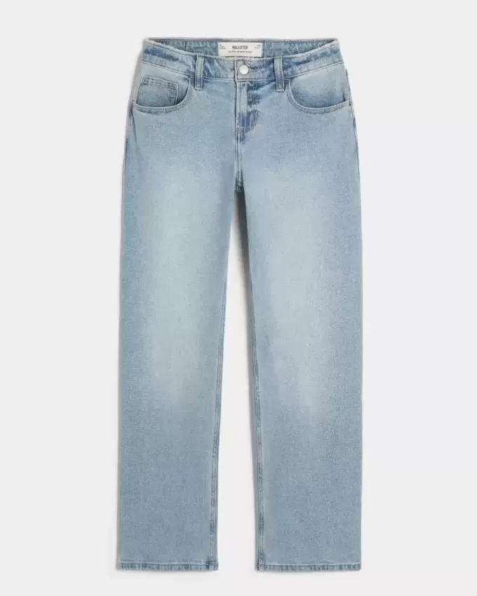 Low-Rise-Jeans in heller Waschung mit entspannter Straight-Leg-Passform