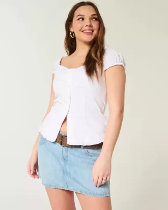 Low-Rise-Jeans-Mini-Skort mit Eisenbahnstreifen