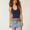 Low-Rise-Mini-Skort aus Denim