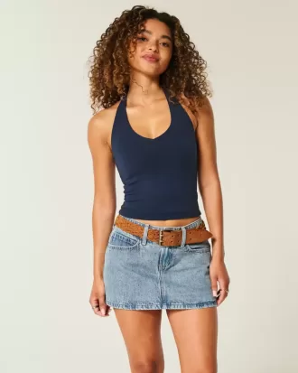 Low-Rise-Mini-Skort aus Denim