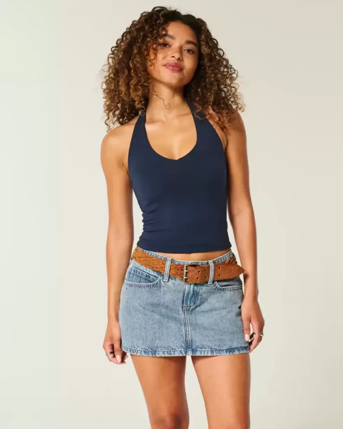 Low-Rise-Mini-Skort aus Denim