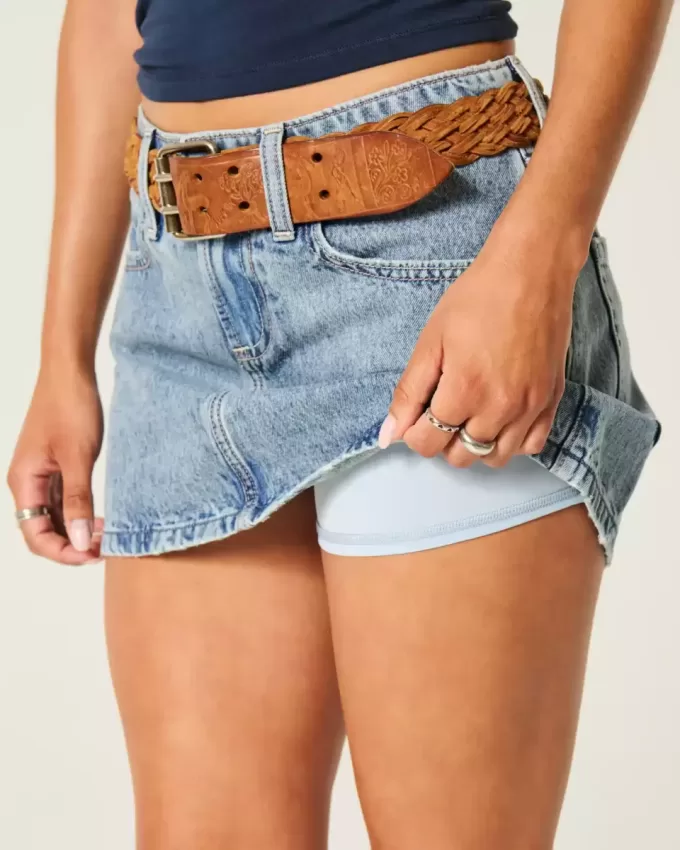 Low-Rise-Mini-Skort aus Denim