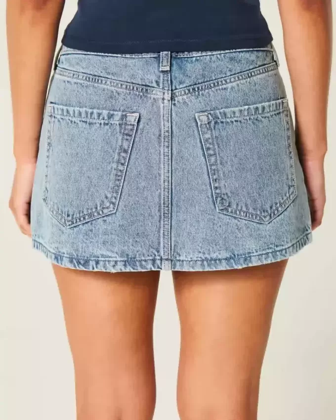 Low-Rise-Mini-Skort aus Denim