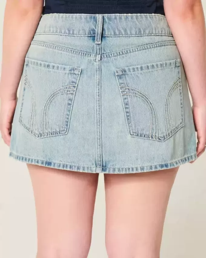 Low-Rise-Mini-Skort aus Denim