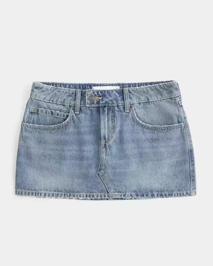 Low-Rise-Mini-Skort aus Denim Low-Rise-Mini-Skort aus Denim