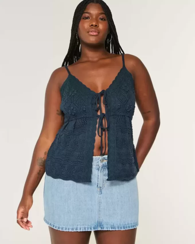 Low-Rise-Mini-Skort aus Denim in mittlerer Waschung
