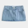 Low-Rise-Mini-Skort aus Denim in mittlerer Waschung