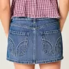 Low-Rise-Mini-Skort aus Denim mit Nieten