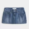 Low-Rise-Mini-Skort aus Denim mit Nieten