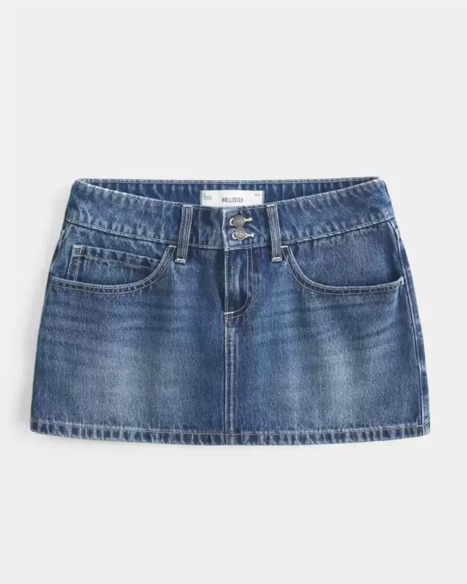 Low-Rise-Mini-Skort aus Denim mit Nieten