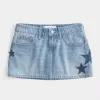 Low-Rise-Mini-Skort aus Denim mit Stern-Applikation in mittlerer Waschung Low-Rise-Mini-Skort aus Denim mit Stern-Applikation in mittlerer Waschung