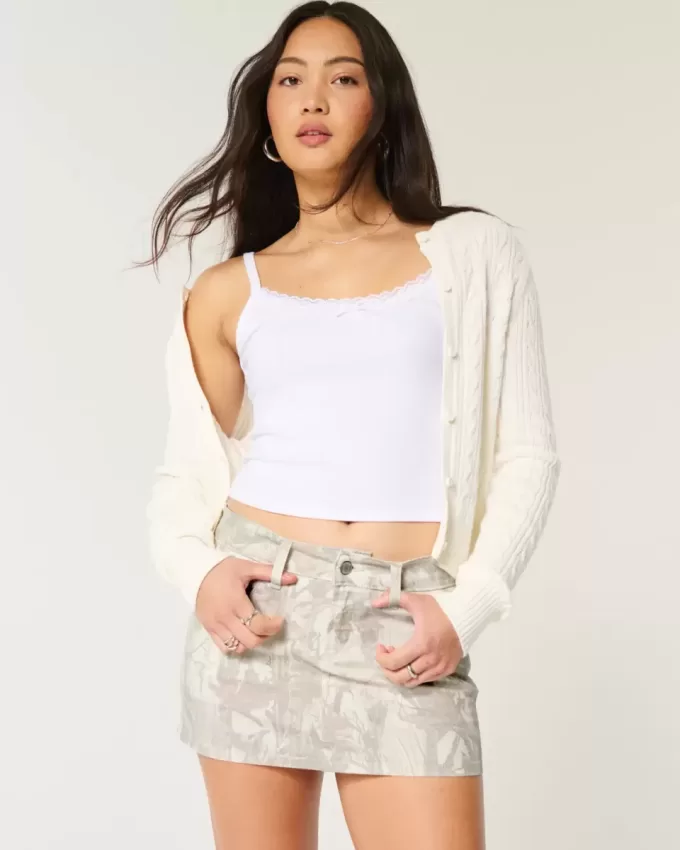 Low-Rise-Mini-Skort aus Twill mit Camouflage-Muster