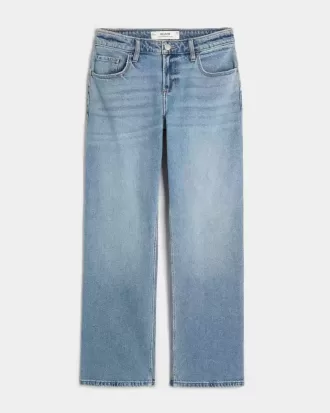 Low-Rise Relaxed Straight Jeans in mittlerer Waschung