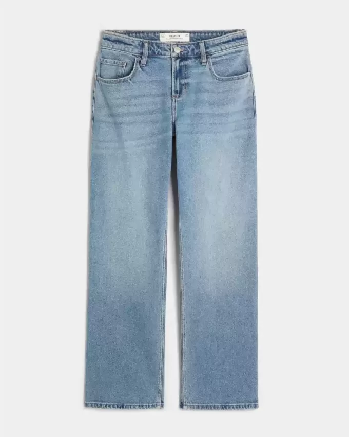 Low-Rise Relaxed Straight Jeans in mittlerer Waschung