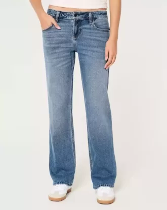 Low-Rise Relaxed Straight Jeans in mittlerer Waschung