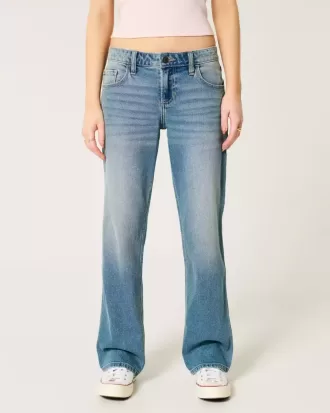 Low-Rise Relaxed Straight Jeans in mittlerer Waschung