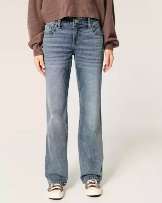 Low-Rise Relaxed Straight Jeans in mittlerer Waschung