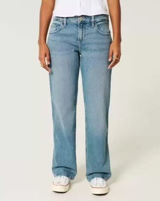 Low-Rise Relaxed Straight Jeans in mittlerer Waschung