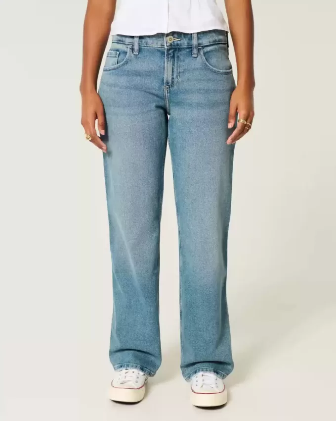 Low-Rise Relaxed Straight Jeans in mittlerer Waschung Low-Rise Relaxed Straight Jeans in mittlerer Waschung