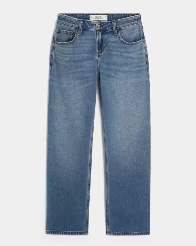 Low-Rise Relaxed Straight Jeans in mittlerer Waschung Low-Rise Relaxed Straight Jeans in mittlerer Waschung