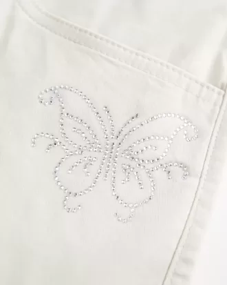Low-Rise Shiny Butterfly Twill Mini Skort