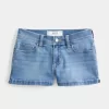 Low-Rise-Shortie-Shorts aus Denim in mittlerer Waschung Low-Rise-Shortie-Shorts aus Denim in mittlerer Waschung