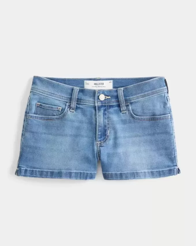 Low-Rise-Shortie-Shorts aus Denim in mittlerer Waschung Low-Rise-Shortie-Shorts aus Denim in mittlerer Waschung