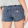 Low-Rise-Shortie-Shorts aus Denim in mittlerer Waschung Low-Rise-Shortie-Shorts aus Denim in mittlerer Waschung