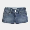 Low-Rise-Shortie-Shorts aus Denim in mittlerer Waschung Low-Rise-Shortie-Shorts aus Denim in mittlerer Waschung
