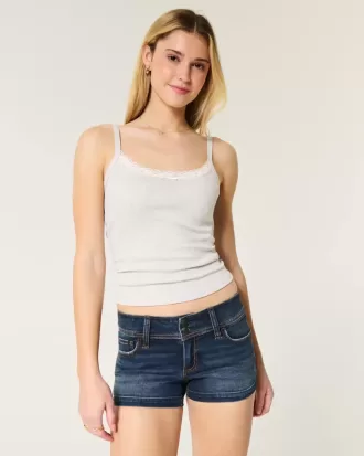 Low-Rise-Shortie-Shorts aus dunkel gewaschenem Denim