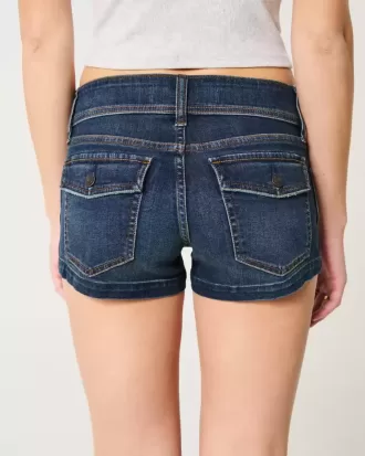 Low-Rise-Shortie-Shorts aus dunkel gewaschenem Denim