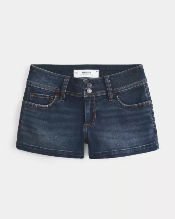 Low-Rise-Shortie-Shorts aus dunkel gewaschenem Denim Low-Rise-Shortie-Shorts aus dunkel gewaschenem Denim