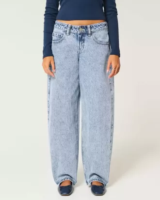 Low-Rise Tapered Baggy Jeans in heller Waschung