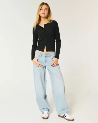 Low-Rise Tapered Baggy Jeans mit mittlerer Waschung