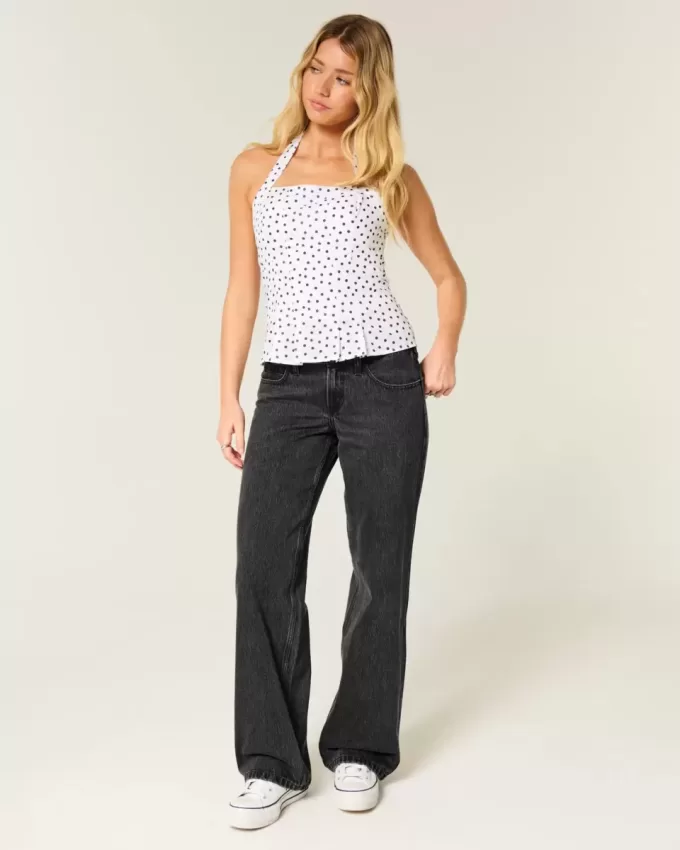 Low-Rise verwaschene schwarze Baggy-Jeans Low-Rise verwaschene schwarze Baggy-Jeans