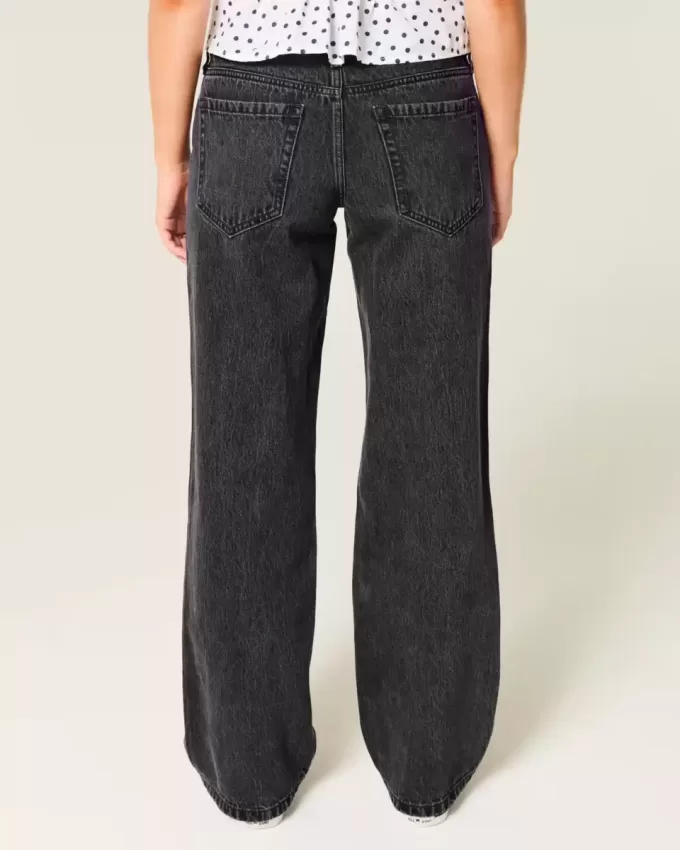 Low-Rise verwaschene schwarze Baggy-Jeans Low-Rise verwaschene schwarze Baggy-Jeans