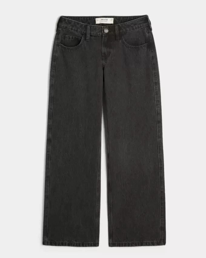 Low-Rise verwaschene schwarze Baggy-Jeans Low-Rise verwaschene schwarze Baggy-Jeans
