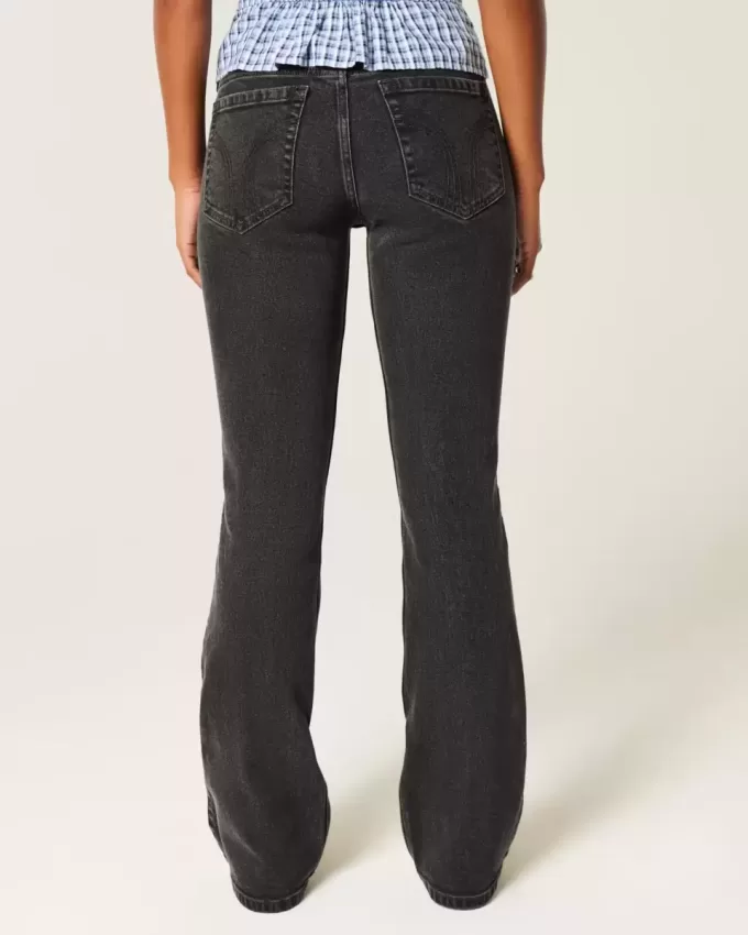 Low-Rise verwaschene schwarze Bootcut-Jeans Low-Rise verwaschene schwarze Bootcut-Jeans