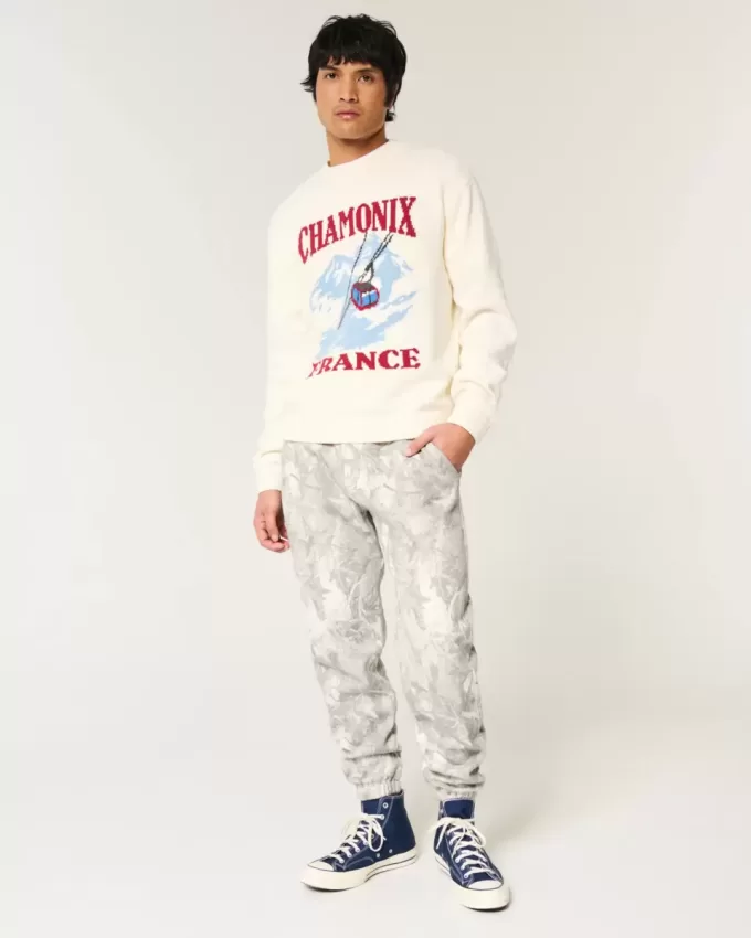 Lässige Fleece-Jogginghose mit Camouflage-Muster