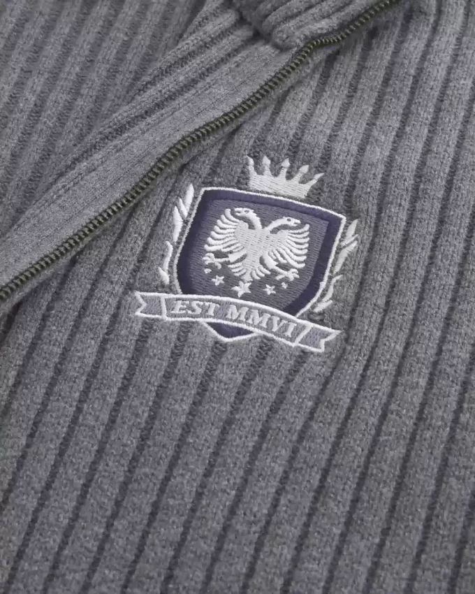 Lässiger Pullover mit Grafik und Reißverschluss