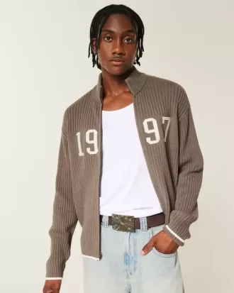 Lässiger Pullover mit Reißverschluss und Zahlengrafik