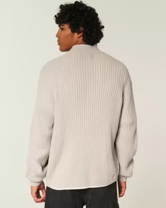 Lässiger Pullover mit Reißverschluss und Zahlengrafik