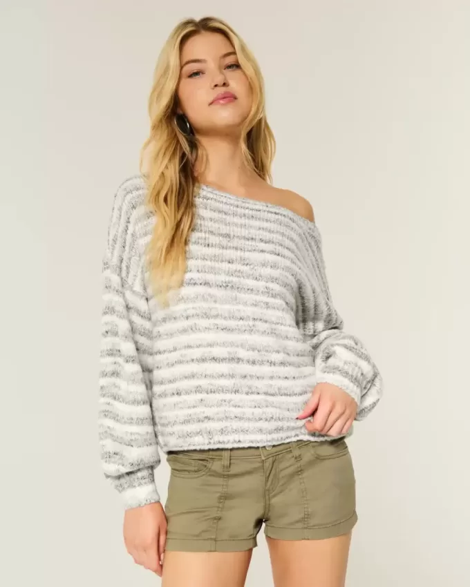 Lässiger schulterfreier Pullover