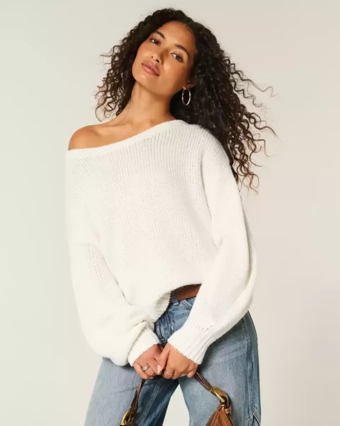 Lässiger schulterfreier Pullover