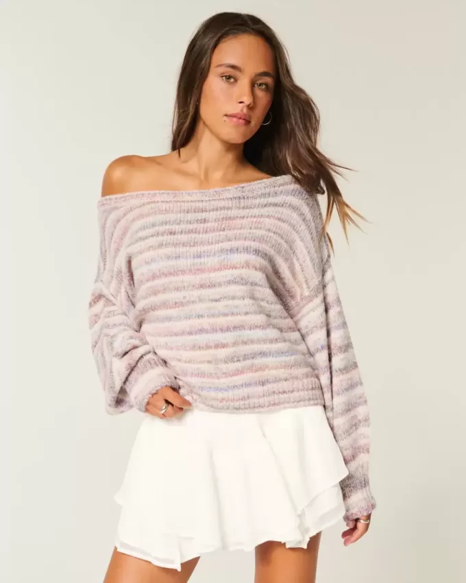 Lässiger schulterfreier Pullover