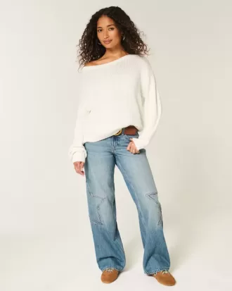 Lässiger schulterfreier Pullover