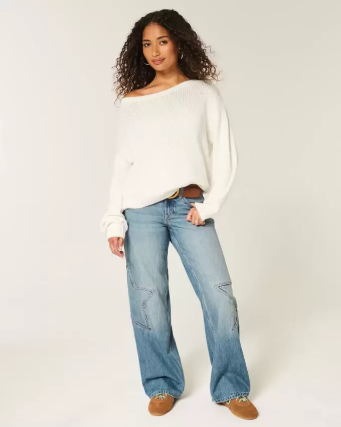 Lässiger schulterfreier Pullover