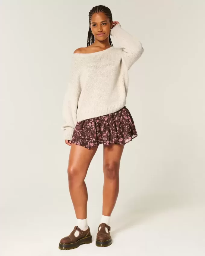 Lässiger schulterfreier Pullover