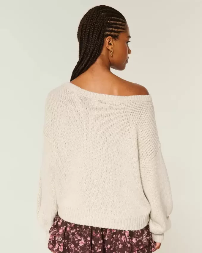 Lässiger schulterfreier Pullover